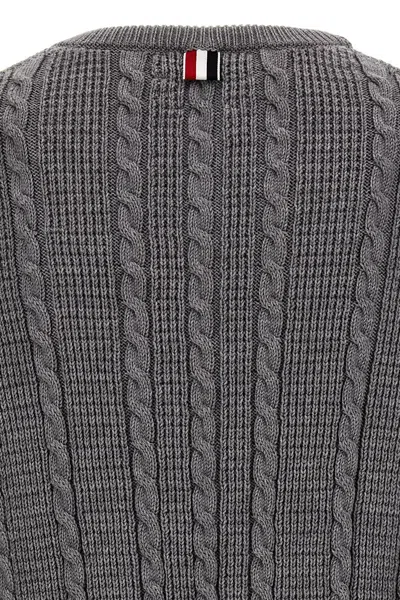 Shop Thom Browne Men 'cable' Sweater In Gray