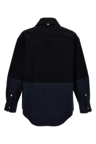 Shop Thom Browne Men 'combo Snap' Overshirt In Blue
