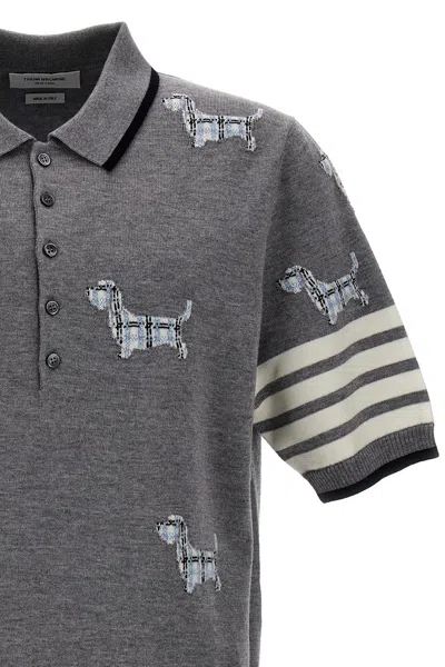 Shop Thom Browne Men 'hector' Polo Shirt In Gray