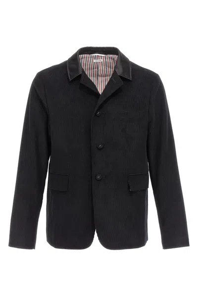 Shop Thom Browne Men Corduroy Blazer Jacket In Black