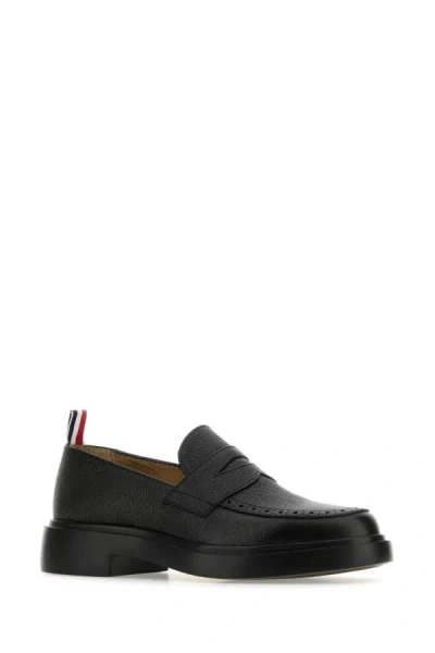 Shop Thom Browne Woman Black Leather Penny Loafers