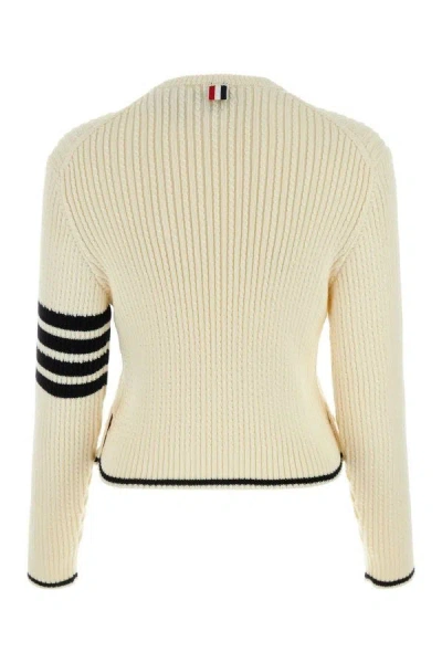 Shop Thom Browne Woman Ivory Wool Sweater In White