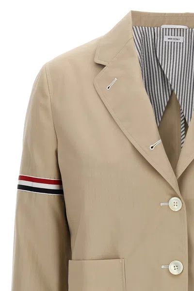 Shop Thom Browne Women 'cropped Sack Patch Pocket Sportcoat' Blazer In Cream