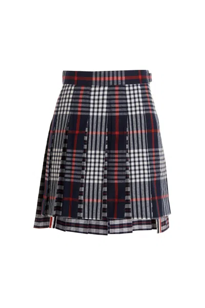 Shop Thom Browne Women Check Skirt In Blue