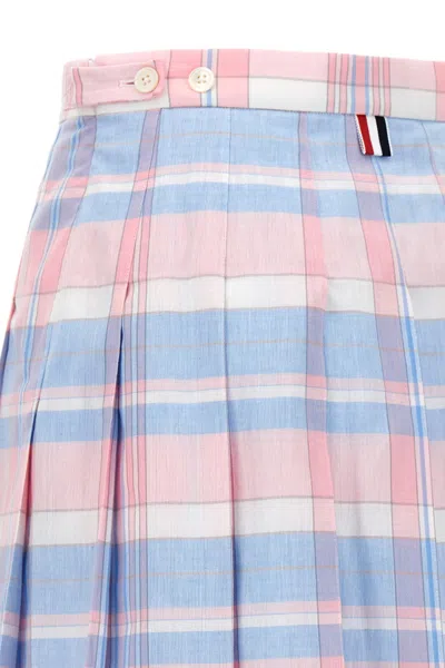 Shop Thom Browne Women Check Pleated Skirt In Multicolor