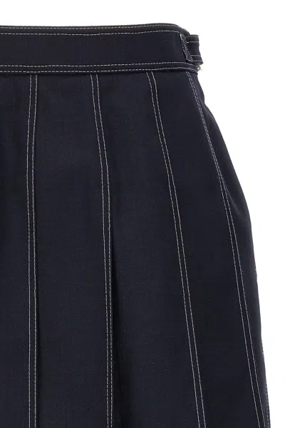 Shop Thom Browne Women Mini Pleated Skirt In Blue