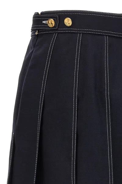 Shop Thom Browne Women Mini Pleated Skirt In Blue