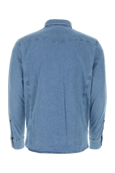 Shop Tom Ford Man Denim Shirt In Blue