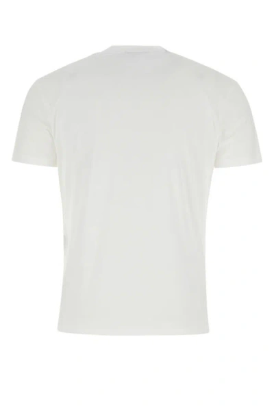 Tom Ford White Crewneck T-shirt With Tf Embroidery In Lyocell And Cotton Blend Man In White