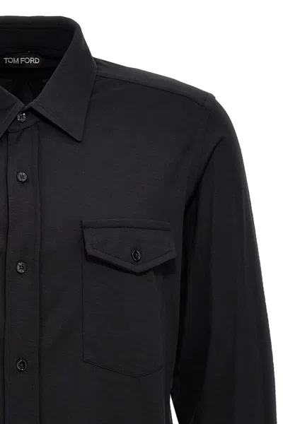 Shop Tom Ford Men Silk Blend Shirt In Black