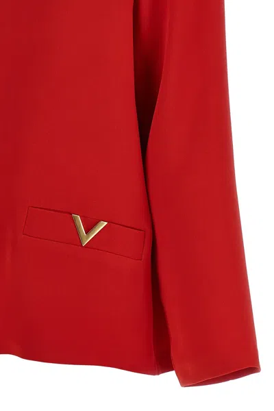 Shop Valentino Garavani Women  'v Gold' Blouse In Red