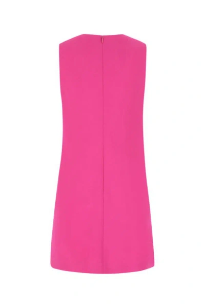 Shop Versace Woman Fuchsia Stretch Crepe Mini Dress In Pink