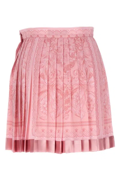 Shop Versace Women 'barocco' Skirt In Pink