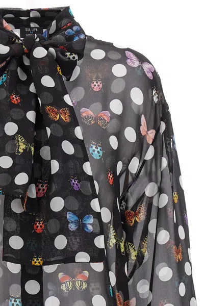 Shop Versace Women 'heritage Butterflies & Ladybugs Polka Dot' Capsule La Vacanza Shirt In Black