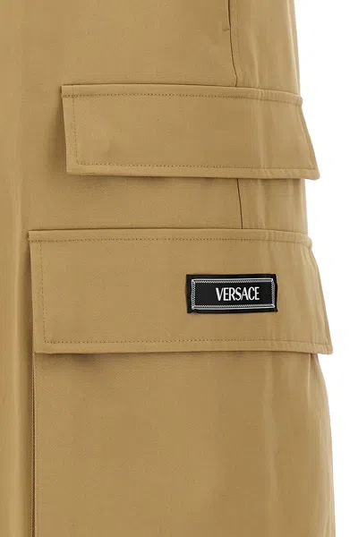 Shop Versace Women Cargo Pants In Cream