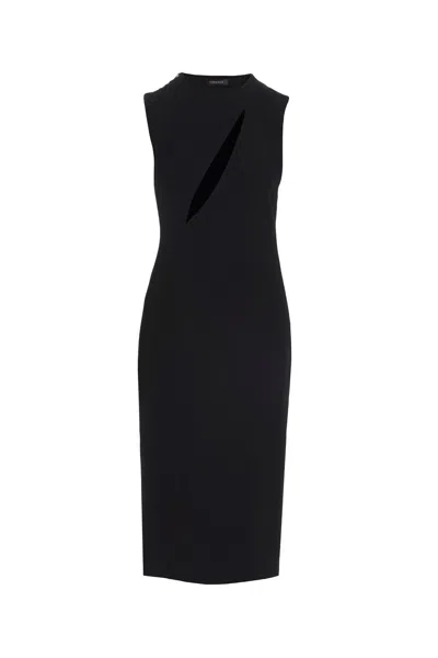 Versace Sleeveless Midi Dress With Cutouts In Black