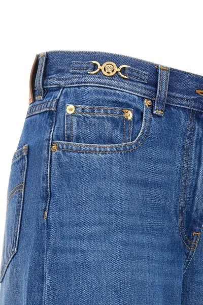 Shop Versace Women Flared Jeans In Blue