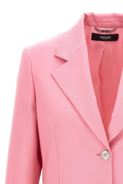 Shop Versace Women Single-breasted Blazer In Pink