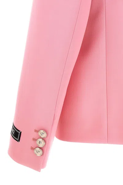 Shop Versace Women Single-breasted Blazer In Pink