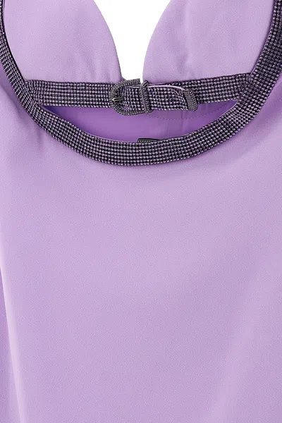 Shop Versace Women  X Dua Lipa Crystal Cut Out Dress In Purple