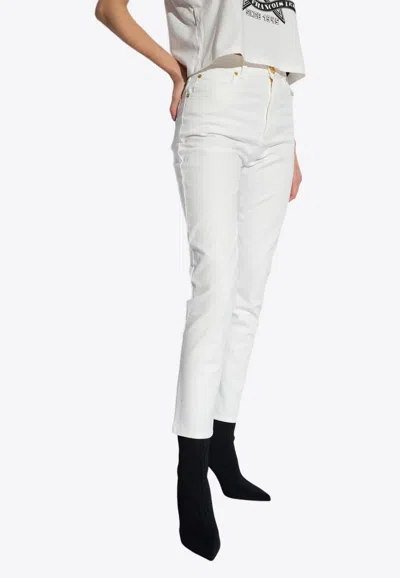 Shop Balmain Basic Slim-fit Jeans In White