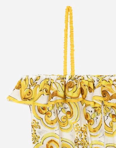 Dolce & Gabbana Batiste Playsuit With Yellow Majolica Print In Print