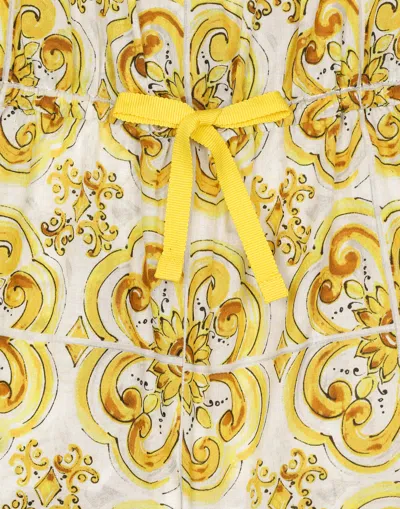Dolce & Gabbana Batiste Playsuit With Yellow Majolica Print In Print