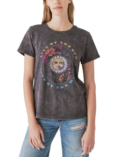 Shop Lucky Brand Womens Printed Cotton Graphic T-shirt In Grey
