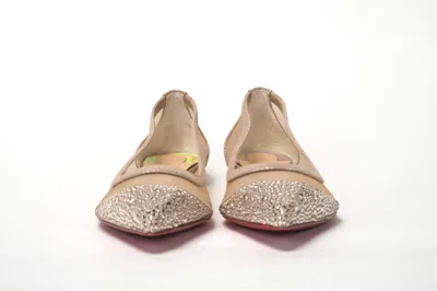 Christian Louboutin Silver Flat Point Toe Crystals Shoe In Silver