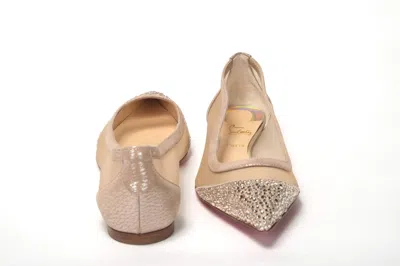Shop Christian Louboutin Silver Flat Point Toe Crystals Women's Shoe