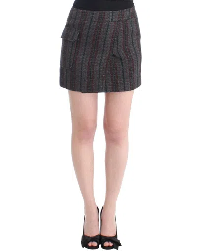 Costume National Chic Wool Blend Mini Skirt In Gray In Gray