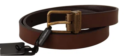 Dolce & Gabbana Brown Leather Rustic Buckle Cintura Belt In Brown