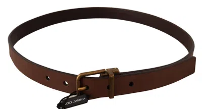 Dolce & Gabbana Brown Leather Rustic Buckle Cintura Belt In Brown