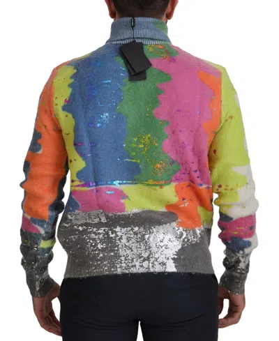 Dolce & Gabbana Multicolor Turtleneck Pullover Mohair Sweater In Multicolor
