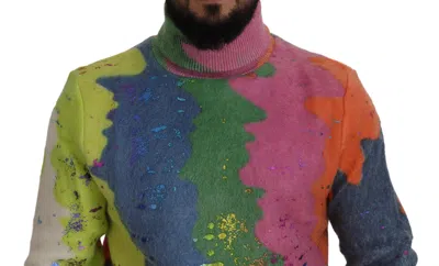 Dolce & Gabbana Multicolor Turtleneck Pullover Mohair Sweater In Multicolor
