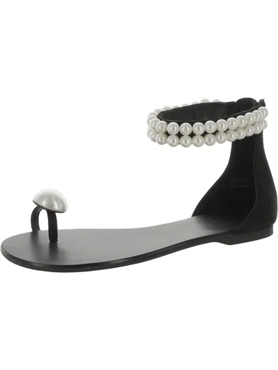 Inc Givele Womens Faux Suede Rhinestone Ankle Strap In Black