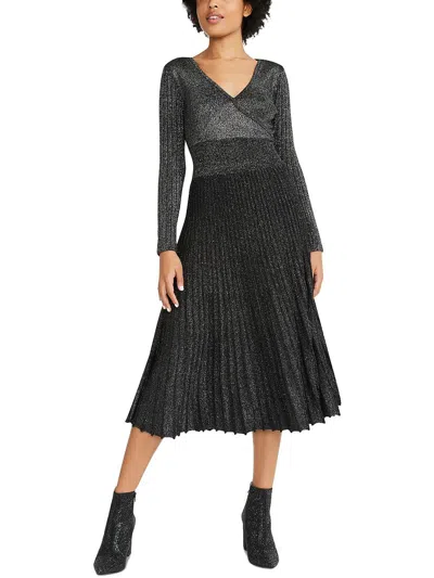 Shop Betsey Johnson Womens Metallic Midi Sweaterdress In Black