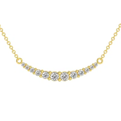 Pompeii3 1/2ct Tw Diamond Graduated Bar Necklace 14k Gold Lab Grown Pendant 28mm In Silver