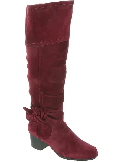 Array Sassy Womens Suede Round Toe Knee-high Boots In Purple