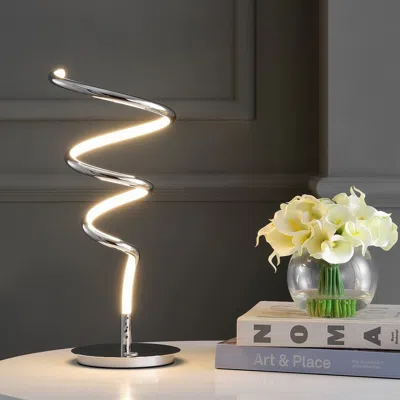 Jonathan Y Scribble 19.75" Modern Dimmable Metal Integrated Led Table Lamp