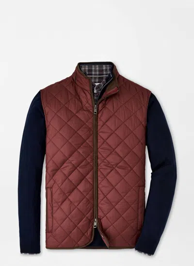 Shop Peter Millar Essex Quilted Travel Vest In Cranberry In Brown