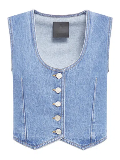 Givenchy Denim Vest Top With Back Martingale In Blue