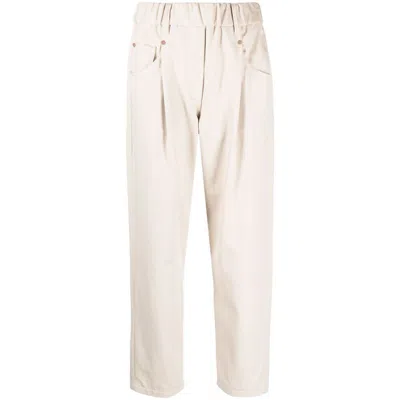 Brunello Cucinelli Gy Pull-on Pant In Stretch Cotton Cover With Shiny Bartack Clothing In Neutrals