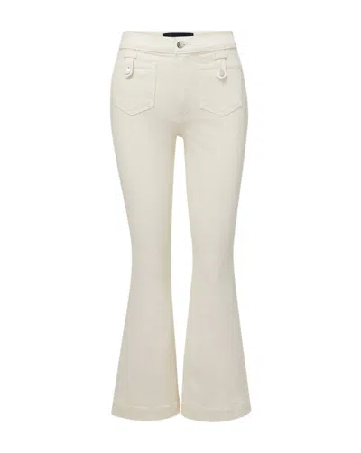 Shop Veronica Beard Women's Carson Ankle Flare Jean With Tabs In Ecru In White