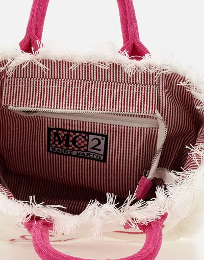 Shop Mc2 Saint Barth White And Pink Terry Sponge Handbag In 白色/粉红色