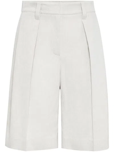 Shop Brunello Cucinelli Gabardine Bermuda Shorts In White