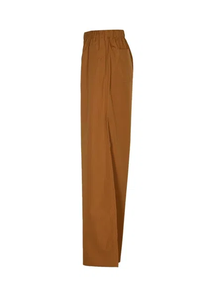 Shop Max Mara Trousers Leather Brown