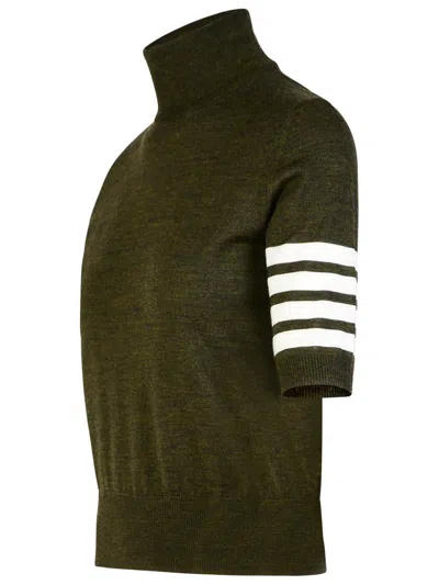 Thom Browne 4-bar High-neck Knitted Top In Green