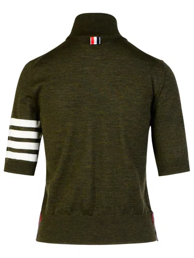Thom Browne 4-bar High-neck Knitted Top In Green