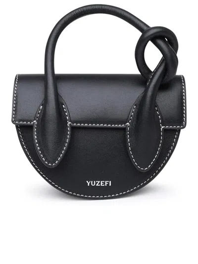 Shop Yuzefi Black Leather Mini Pretzel Bag Woman